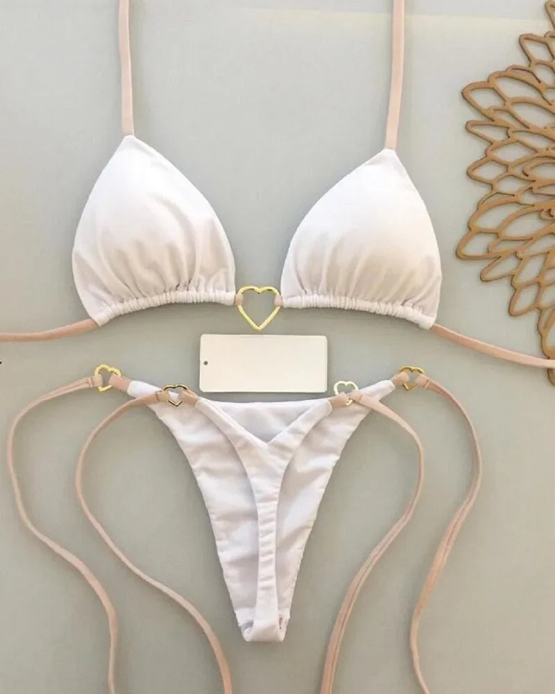 Solid Halter Bikini Set