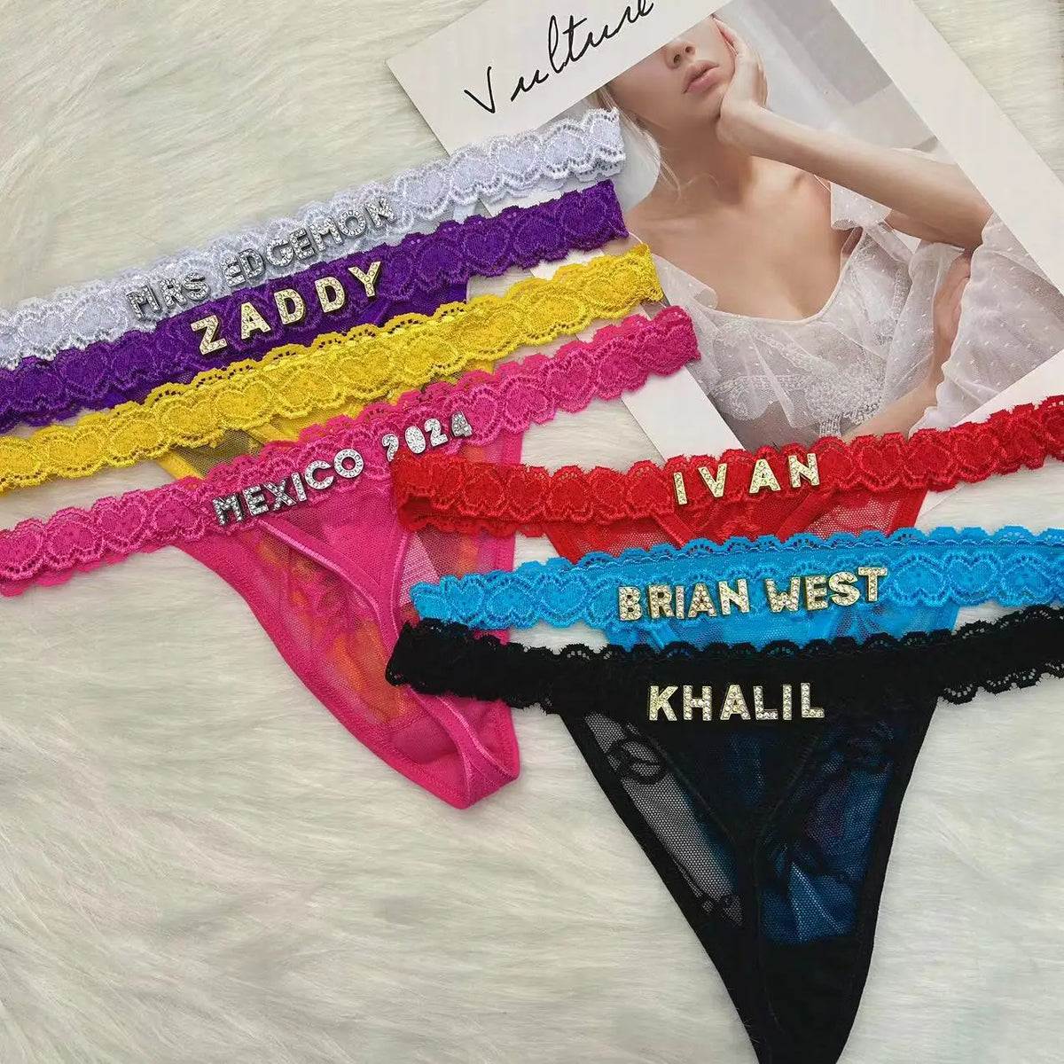 Custom Name Crystal Thong