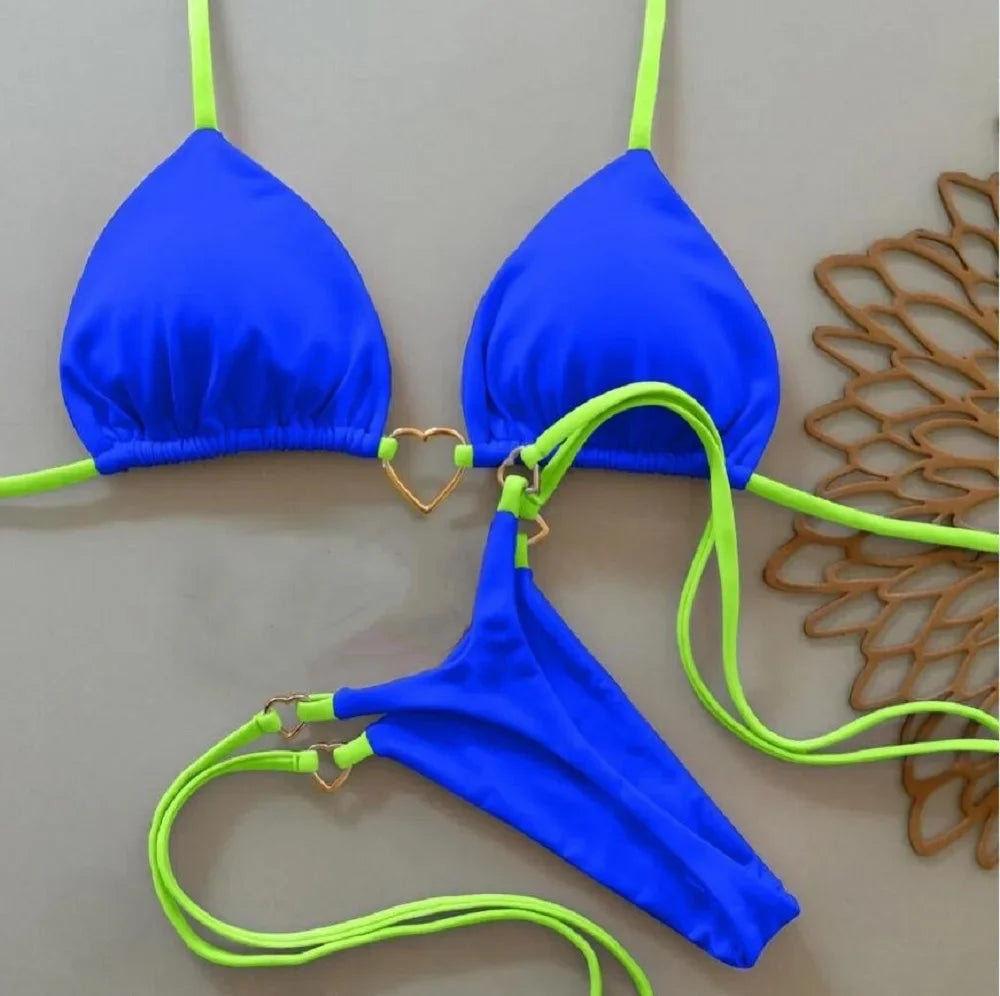 Solid Halter Bikini Set