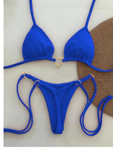 Solid Halter Bikini Set