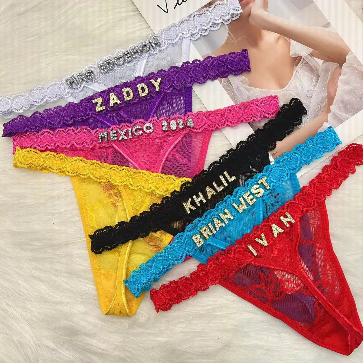 Custom Name Crystal Thong