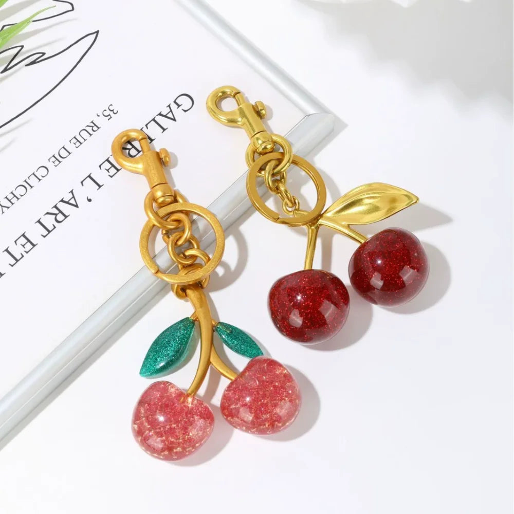 Cherry Bag Charm — Cute Pendant Keychain