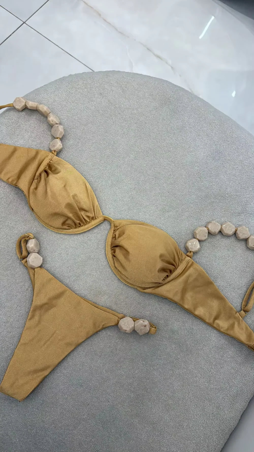 Golden Print High-Waist Bikini Set