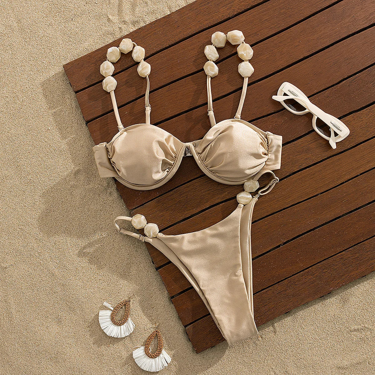 Golden Print High-Waist Bikini Set